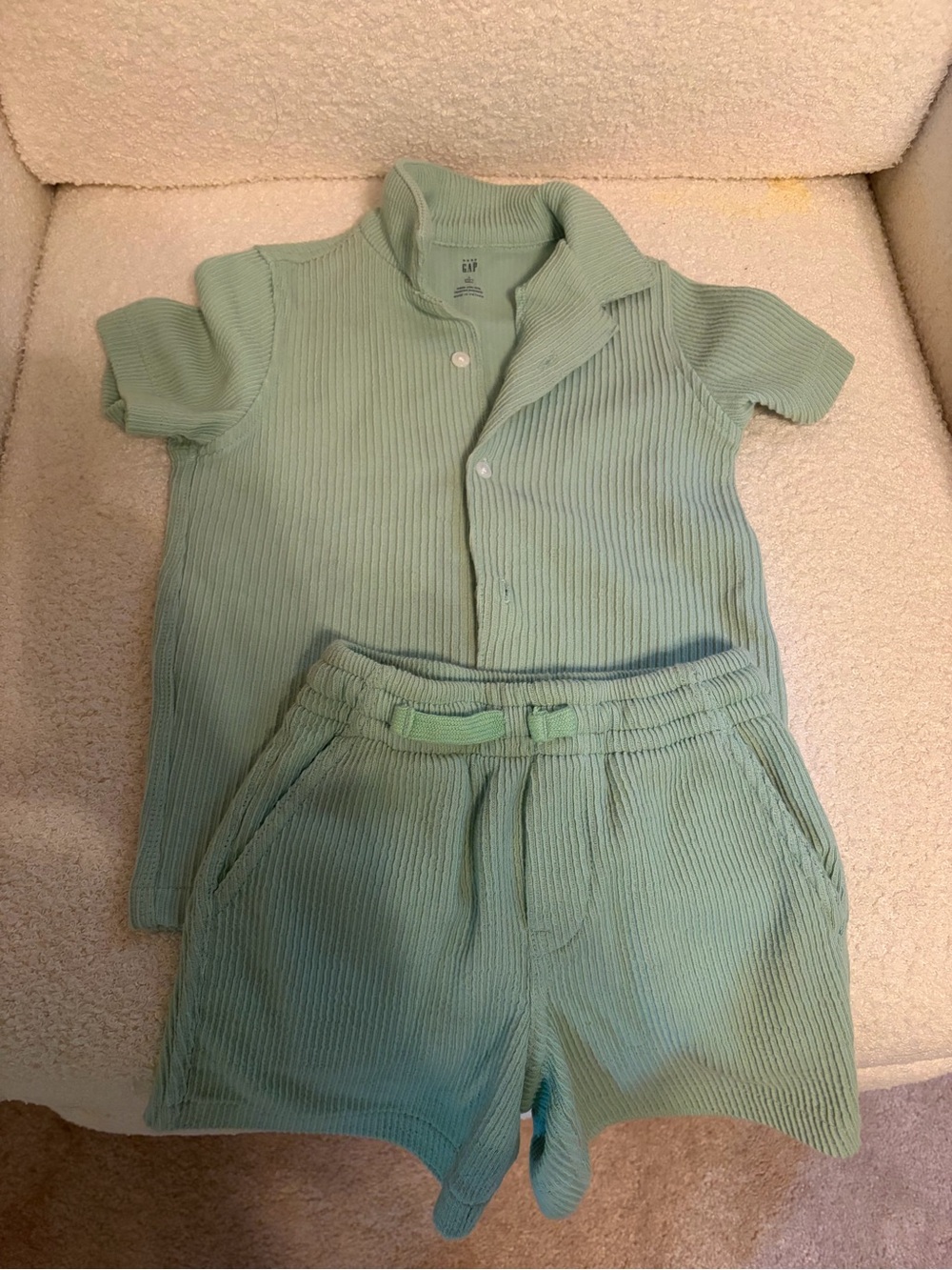 GAP Light Mint Ribbed Short Sleeve Top & Shorts Set